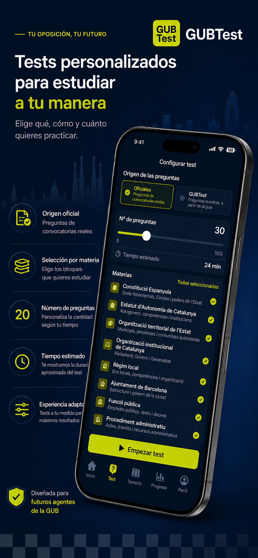 Tests personalizados para estudiar a tu manera